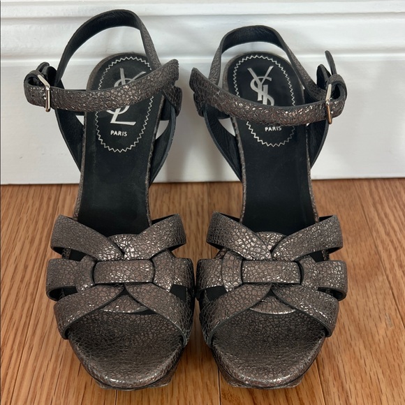 Yves Saint Laurent Tribute Platform Metallic Textured...